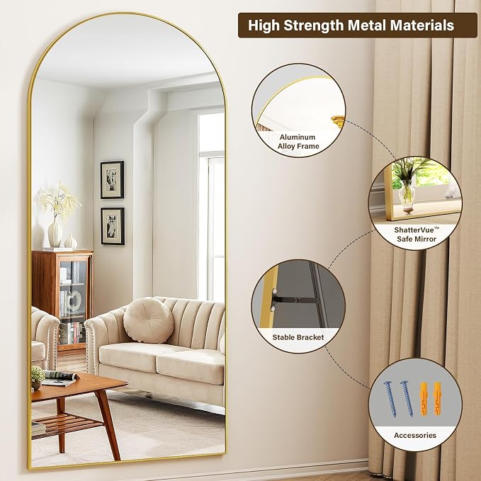XRAMFY 78"x38" Arched Full Length Mirror - Image 5