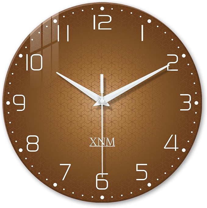 XNM Kitchen Wall Clocks Battery Operated 14 Inch Round Brown Simple Wall Clock by XNMwallclock