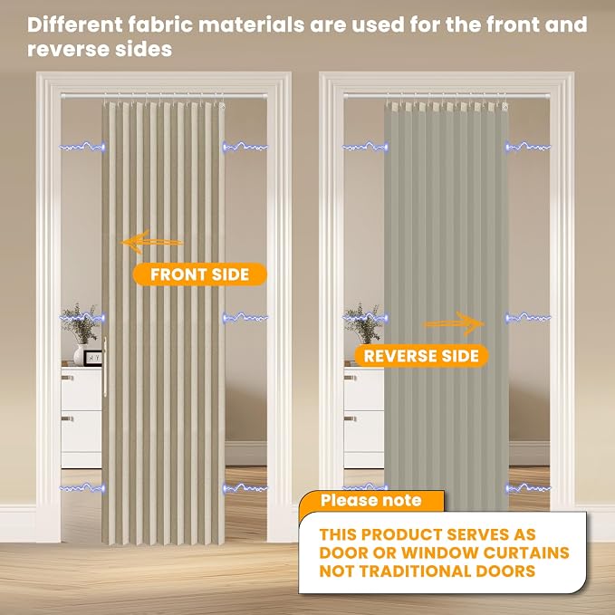 AJAZZ 100% Blackout Magnetic Door Curtain Accordion Doors Interior Folding - Image 3
