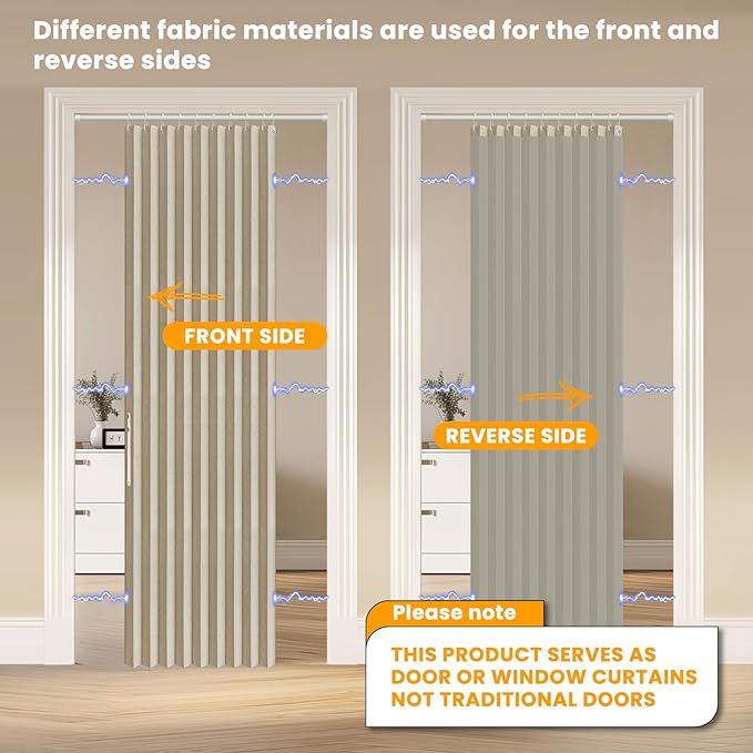 AJAZZ 100% Blackout Folding Door Accordion Door Closet Doors Curtain Invisible - Image 3