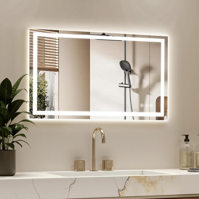 40X24 LED Bathroom Mirror with Lights, Backlit + Front Lit, Lighted Bathroom by Rpoesx