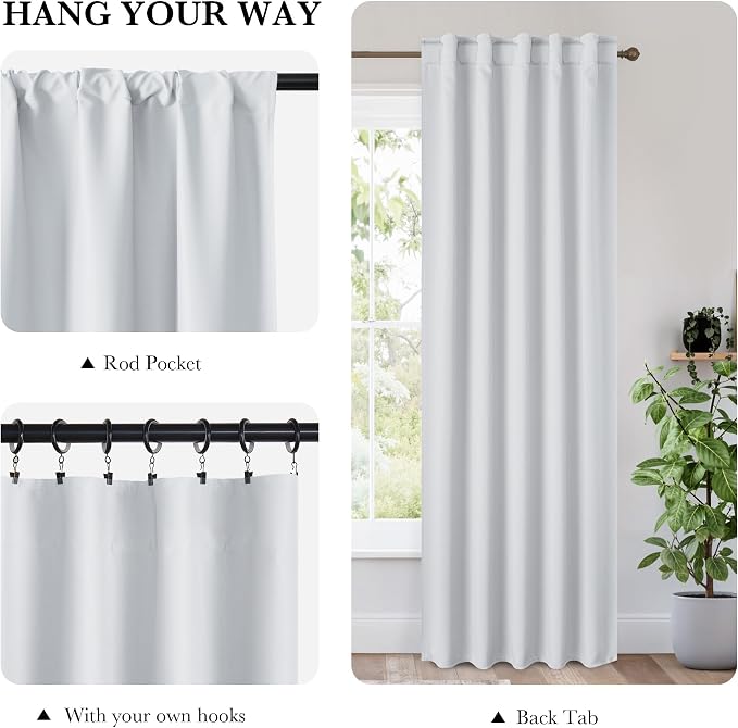 RYB HOME Bedroom Blackout Curtains 80 inches Long, 100% Blackout Thermal - Image 2