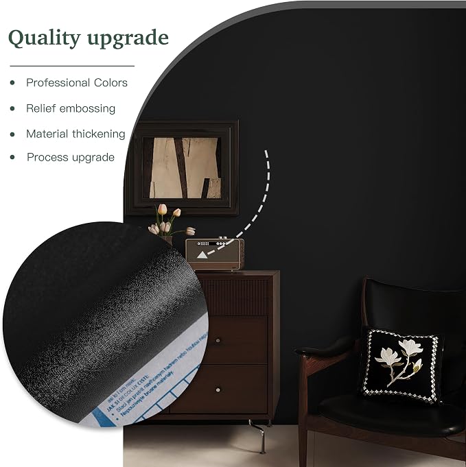 Dimoon 78.7''x17.7'' Black Peel and Stick Wallpaper Contact Paper Modern Self - Image 7