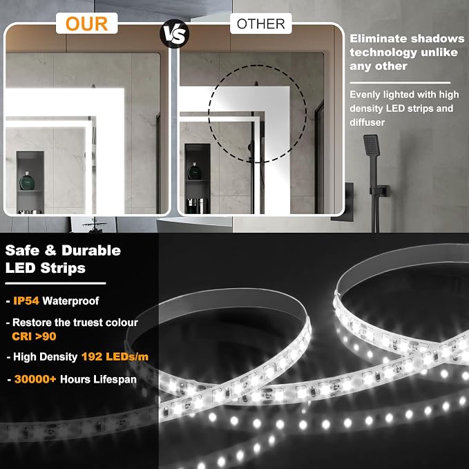 Ratsamee 30x30 Inch LED Bathroom Mirror - Image 7