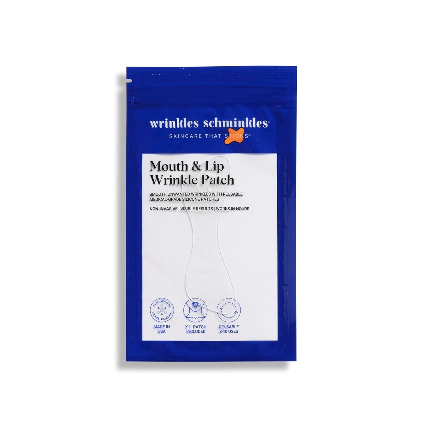 Wrinkles Schminkles Mouth & Lip Wrinkle Patch, 1-Pack, Reusable Hypoallergenic Silicone Smoothing Pads for Lip Wrinkle Prevention