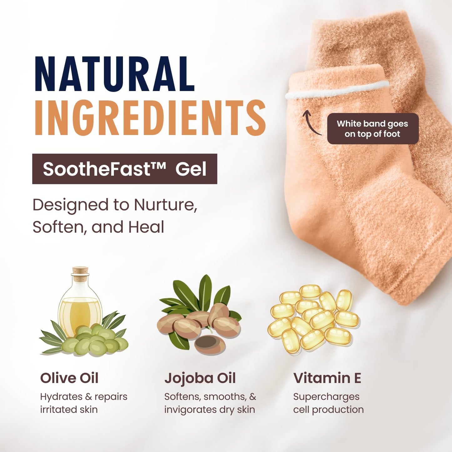 Dr. Frederick's Original Moisturizing Fuzzy Heel Socks - 2 Pairs - Cozy Gel-Lined Sleep Socks for Women & Men - Soothes Dry, Cracked Feet - Heel Repair - Peach Fuzz