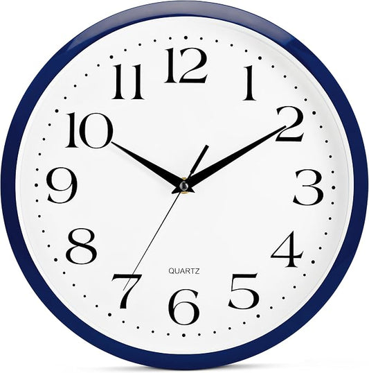 Bernhard Products Navy Wall Clock Silent Non Ticking by BernhardProducts