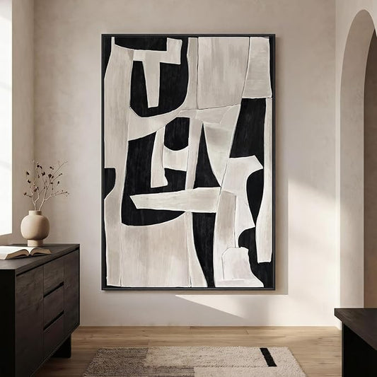 Extra Large Framed Black and White Abstract Wall Art by Cuspin