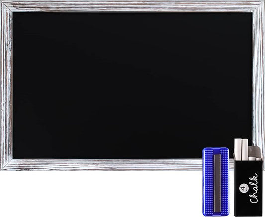 HBCY Creations 11" x 17" Whitewash Solid Wood Frame Wall Chalkboard, Magnetic by HBCYCreations