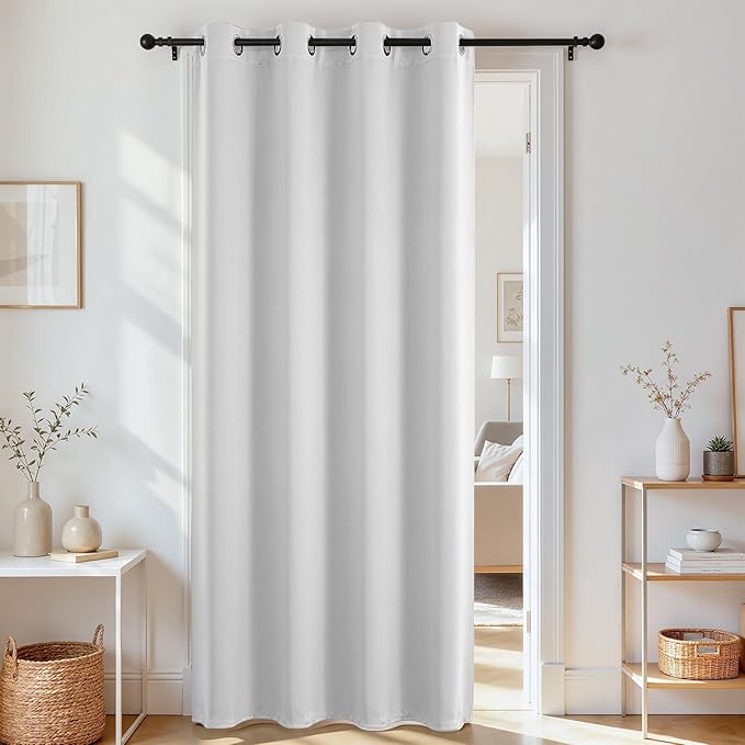 Joydeco Blackout Door Curtain for Doorway Privacy 80 Inches Long, Grommet by JOYDECO