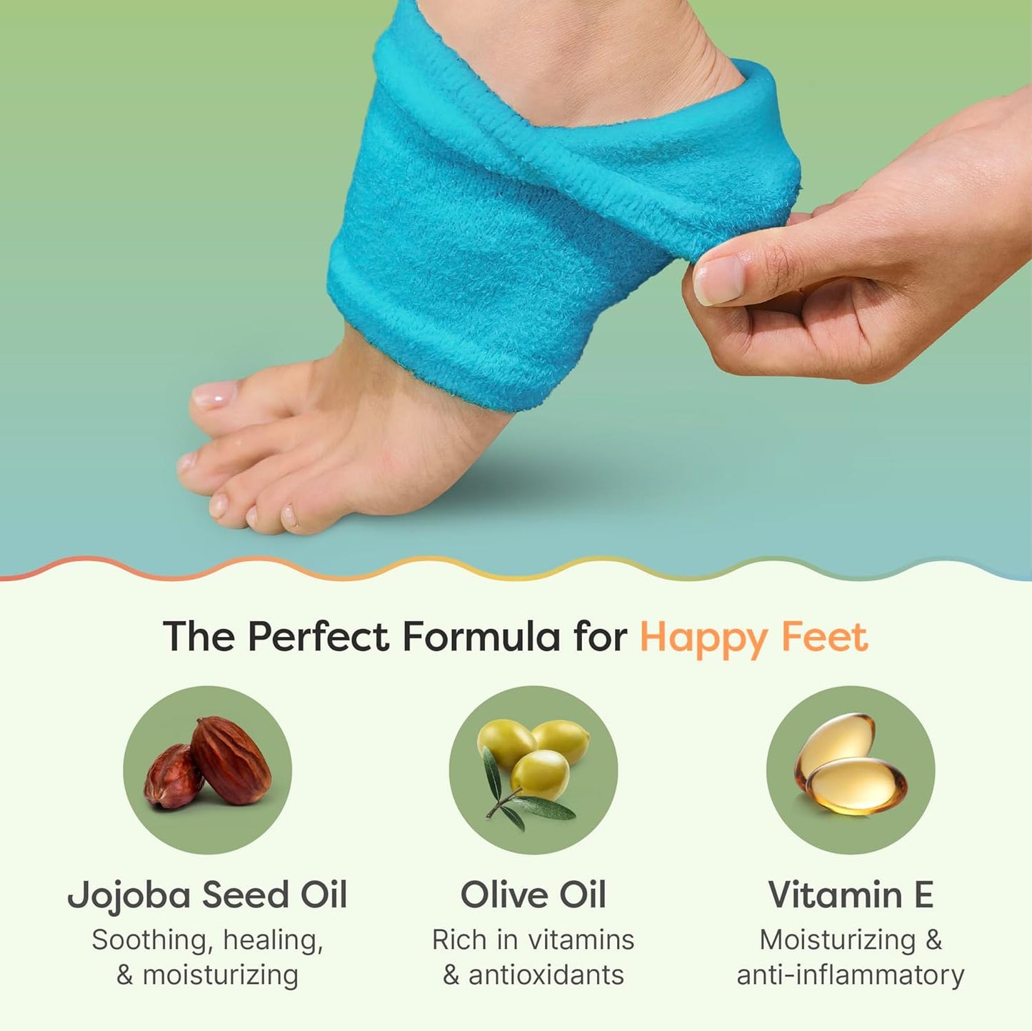 ZenToes Moisturizing Socks for Cracked Heel Treatment - Vitamin E, Olive Oil and Jojoba Oil Infused Heel Socks to Soften and Hydrate (Fuzzy Blue, Regular)