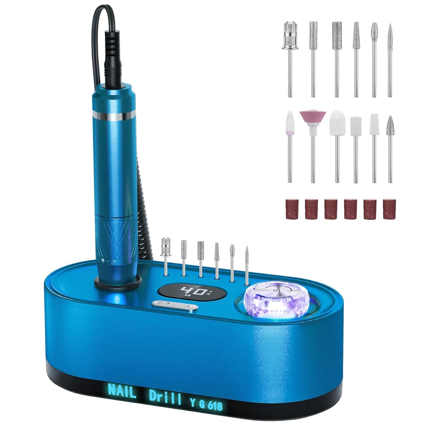Nail Drill Electric File: 40000RPM Professional E File Kit E File Machine Filer for Shaping, Buffing, Removing Acrylic Gel Nails, Manicure Pedicure Kit with 12Pcs Nail Bits, Home Salon Use