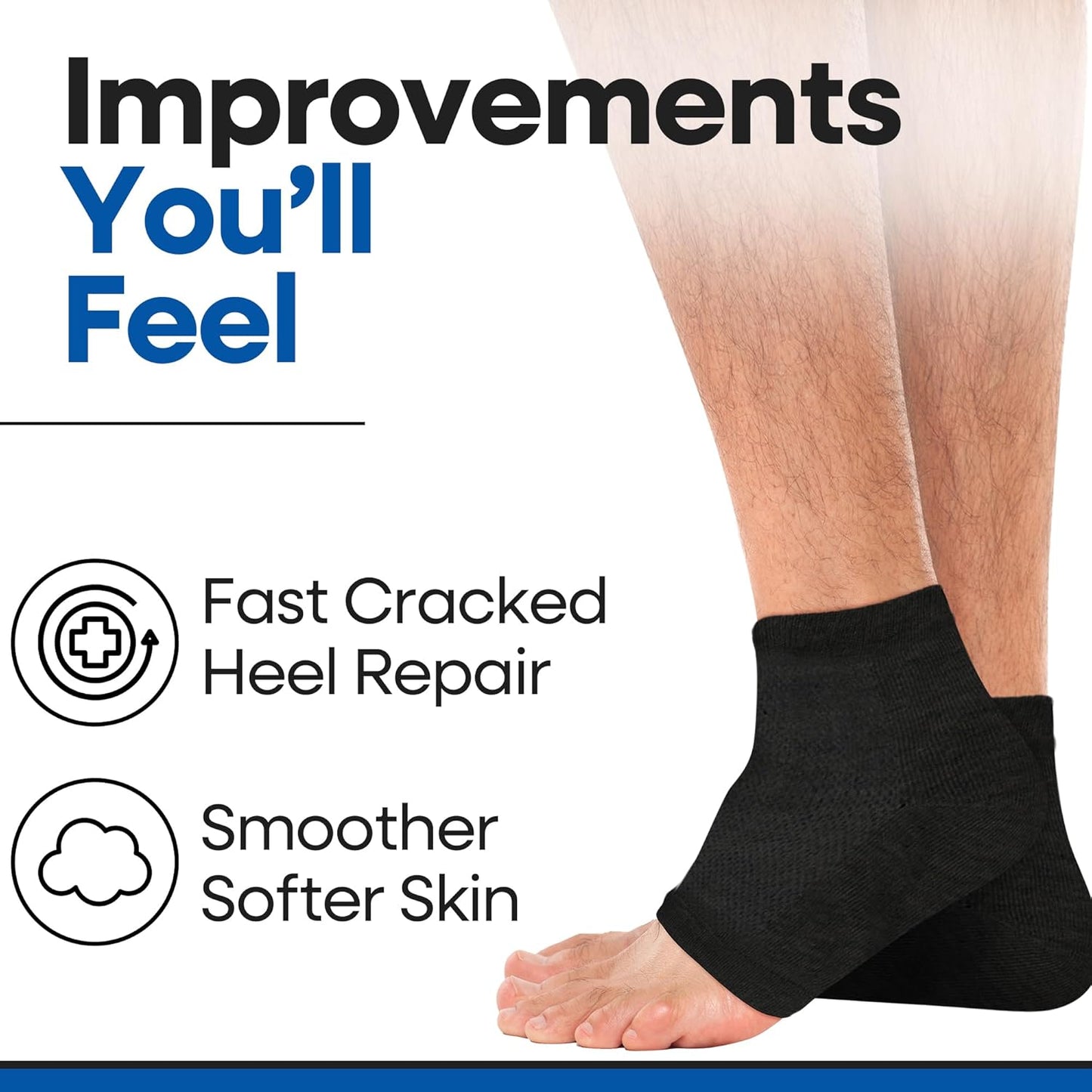 Moisturizing Socks for Men | Cracked Heel Treatment with Aloe Vera | Moisturizer Foot Callus Remover | Aloe Socks for Cracked Heels & Dry Cracked Feet | Lotion Infused Gel Heel Socks (Large - 3 Pairs)