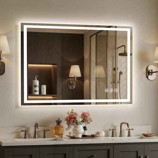 48X32 LED Bathroom Mirror with Lights, Backlit + Front Lit, Lighted Bathroom by Rpoesx