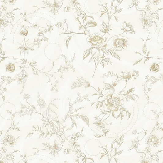 Ismoon Floral Wallpaper Peel and Stick Vintage Beige Stick on Wall Paper French by Ismoon