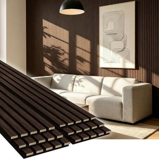 EVERECO 6 Pack Wood Slat Acoustic Wall Panels 92.5" × 7.87", 3D Sound Absorbing by Unknown