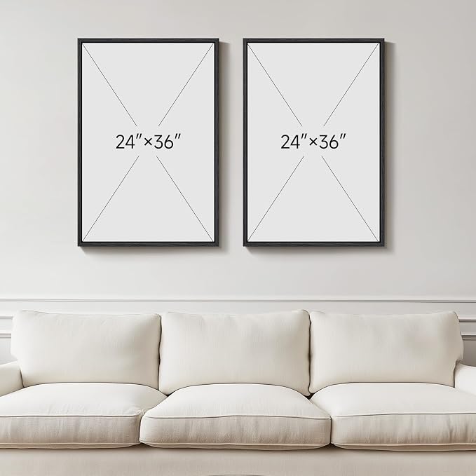 Large Framed Neutral Abstract Wall Art Set of 2 - Image 3