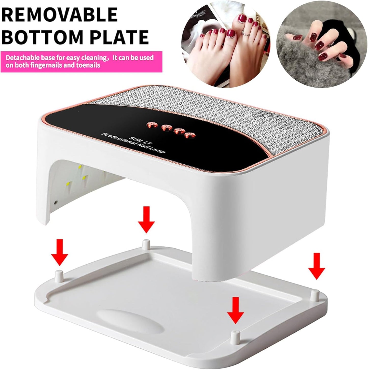 268W UV LED Nail Lamp, Gel Nail Light for Nail Polish UV Dryer with 4 Timers Professional Fast Curing Lamp Nail Art Tools with Rhinestone
