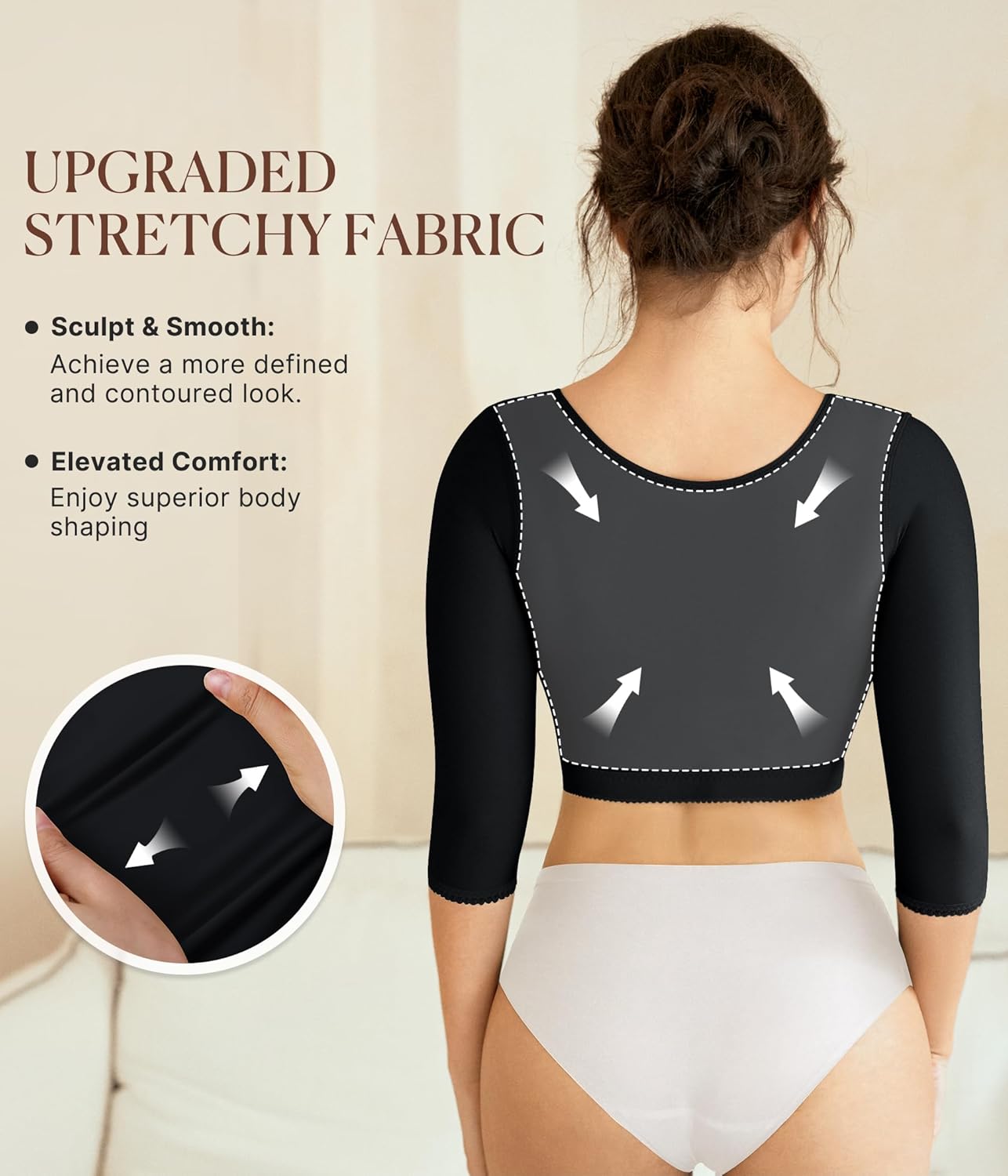 BRABIC Upper Arm Shaper Post Surgical Slimmer Compression Sleeves Posture Corrector Tops Shapewear for Women