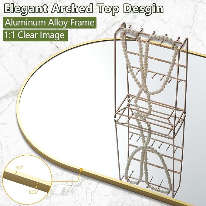 Prywot Full Length Mirror, Oversized 81"x41" Arched-Top Floor Mirror, Free - Image 5