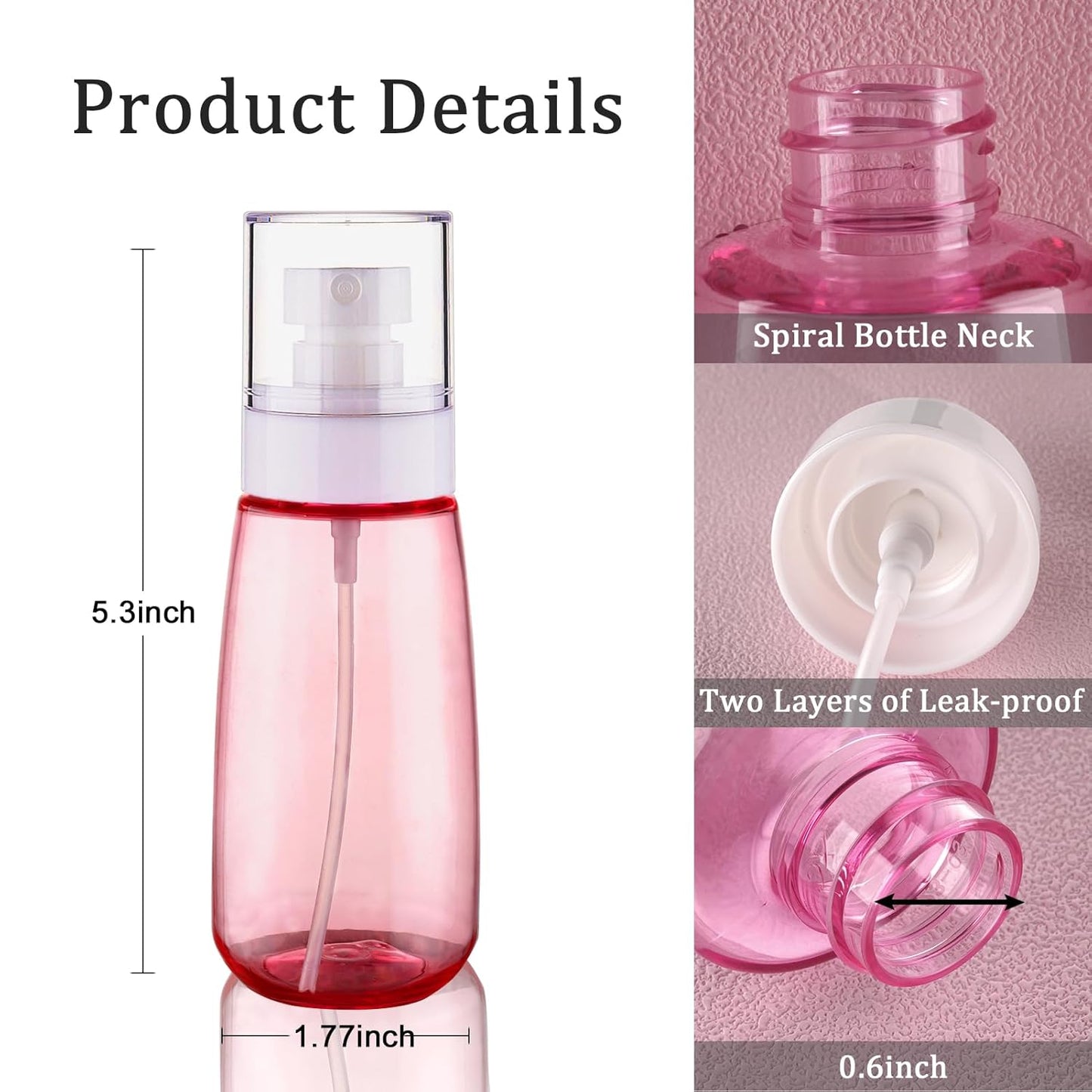 Cosywell Fine Mist Spray Bottle TSA Approved 3.4oz 100ml 4 Pack Empty Cosmetic Refillable Travel Containers Plastic Spray Bottle for Perfume Essential Oils Toners Rose Water Cosmetics(4Colors)