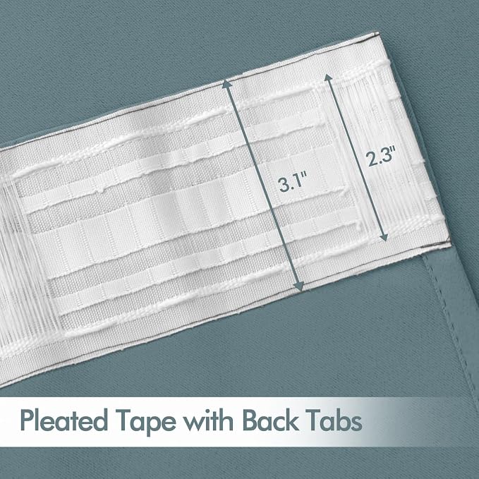 MIULEE Greyish Blue Back Tab Blackout Curtains 108 Inch Long 2 Panels Set - Image 4