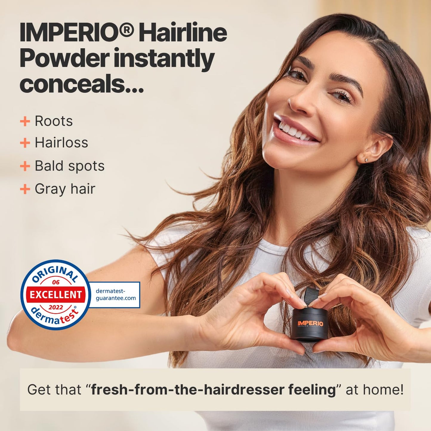 IMPERIO Root Touch Up Hair Powder for Concealing Hair Loss instantly - Hairline Powder for Women & Men - Water resistant Root Cover Up for Thinning Hair in Premium Hairdressing Quality (Light Brown)