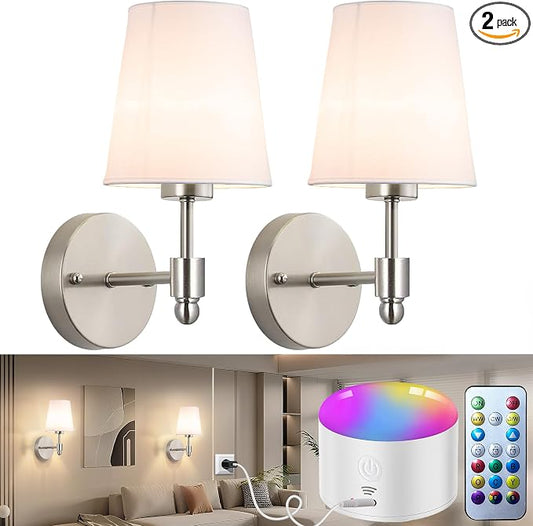YHCDLAMP Battery Operated Wall Sconces Set of Two, Rechargeable Wireless Wall by YHCDLAMP