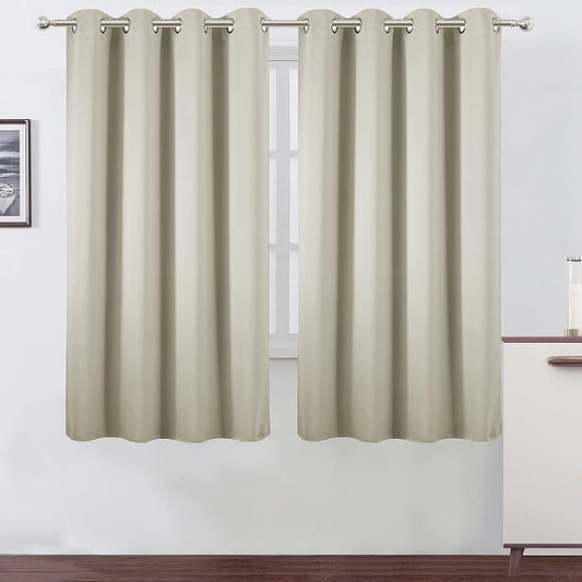 LEMOMO Light Beige Thermal Blackout Curtains/52 x 63 Inch/Set of 2 Panels Room by Lemomo