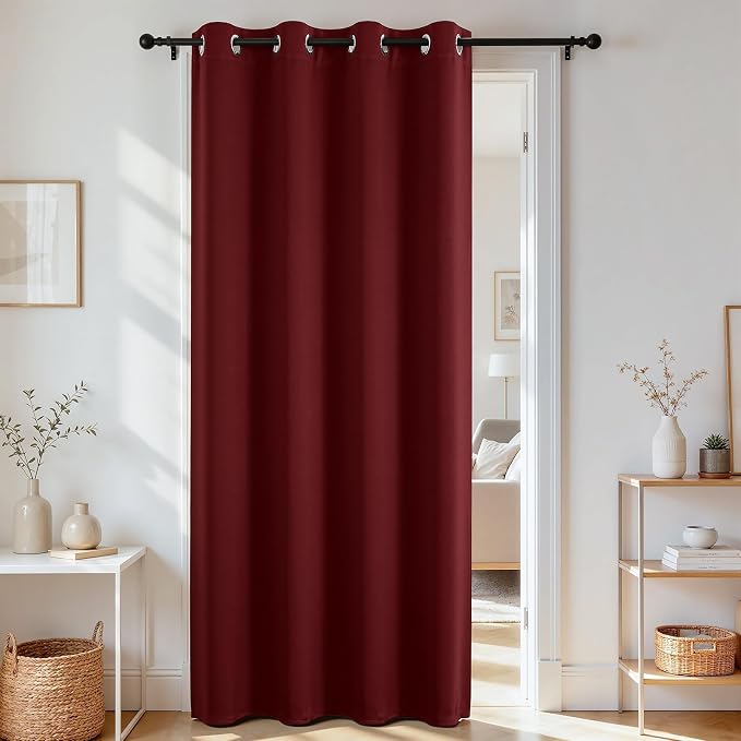 Joydeco Blackout Door Curtain for Doorway Privacy 72 Inches Long, Grommet by JOYDECO