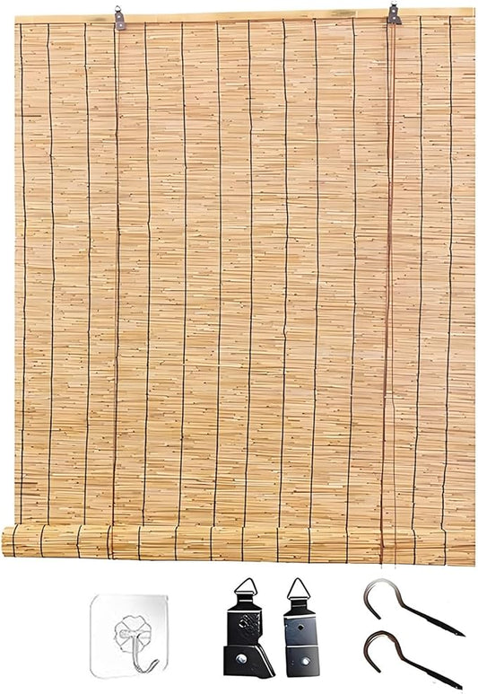 Blackout Bamboo Roller Shades for Outdoor Patio Reed Roll Up Blinds 24" 36" 48" by Unknown