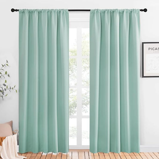 NICETOWN Window Curtains Blackout Drapes, Aqua Blue, 1 Pair, 52 by 84-Inch by NICETOWN