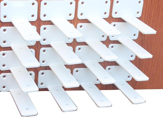16 Pack - 5 inch White Hidden L Shelf Bracket Iron Floating Shelf Brackets by MHMYDZ
