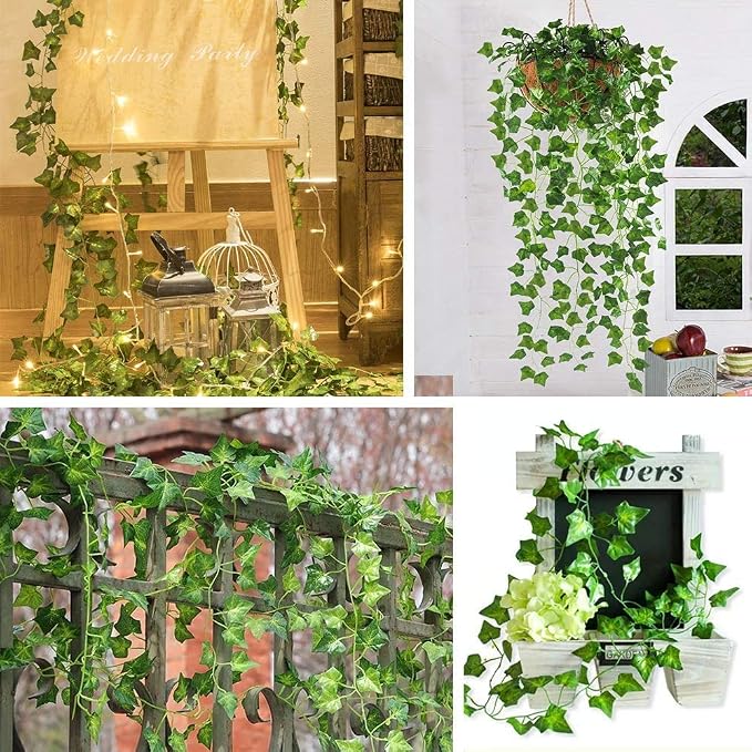 CQURE 12 Pack 84Ft Artificial Ivy Garland, Fake Vines UV Resistant Greenery - Image 9