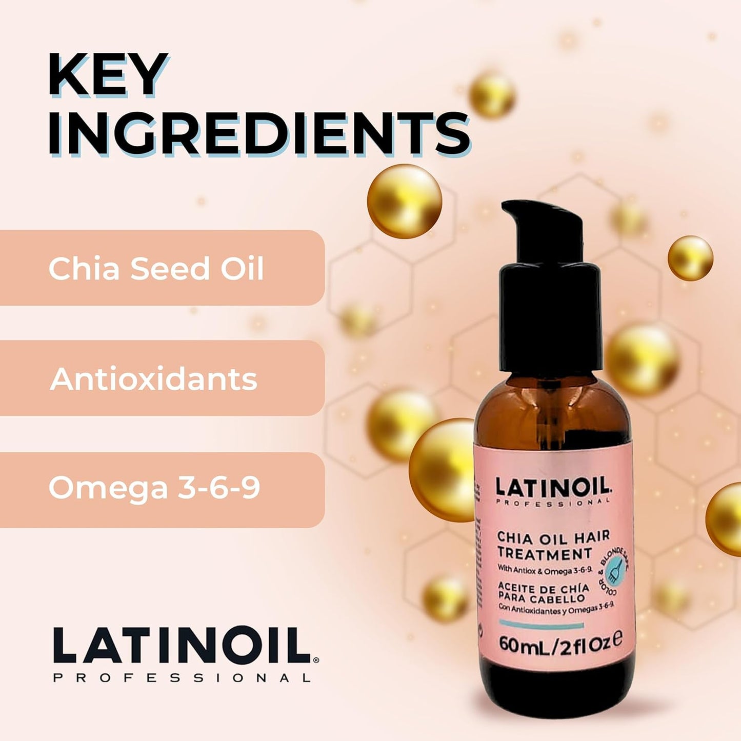 Chia Oil 2 oz / 60 ml - Instant Repair For Damaged Hair - Eliminates Frizz, Dryness - Adds Silkiness - Absorbs Fully & Quickly - Color Safe - Read our REAL Reviews