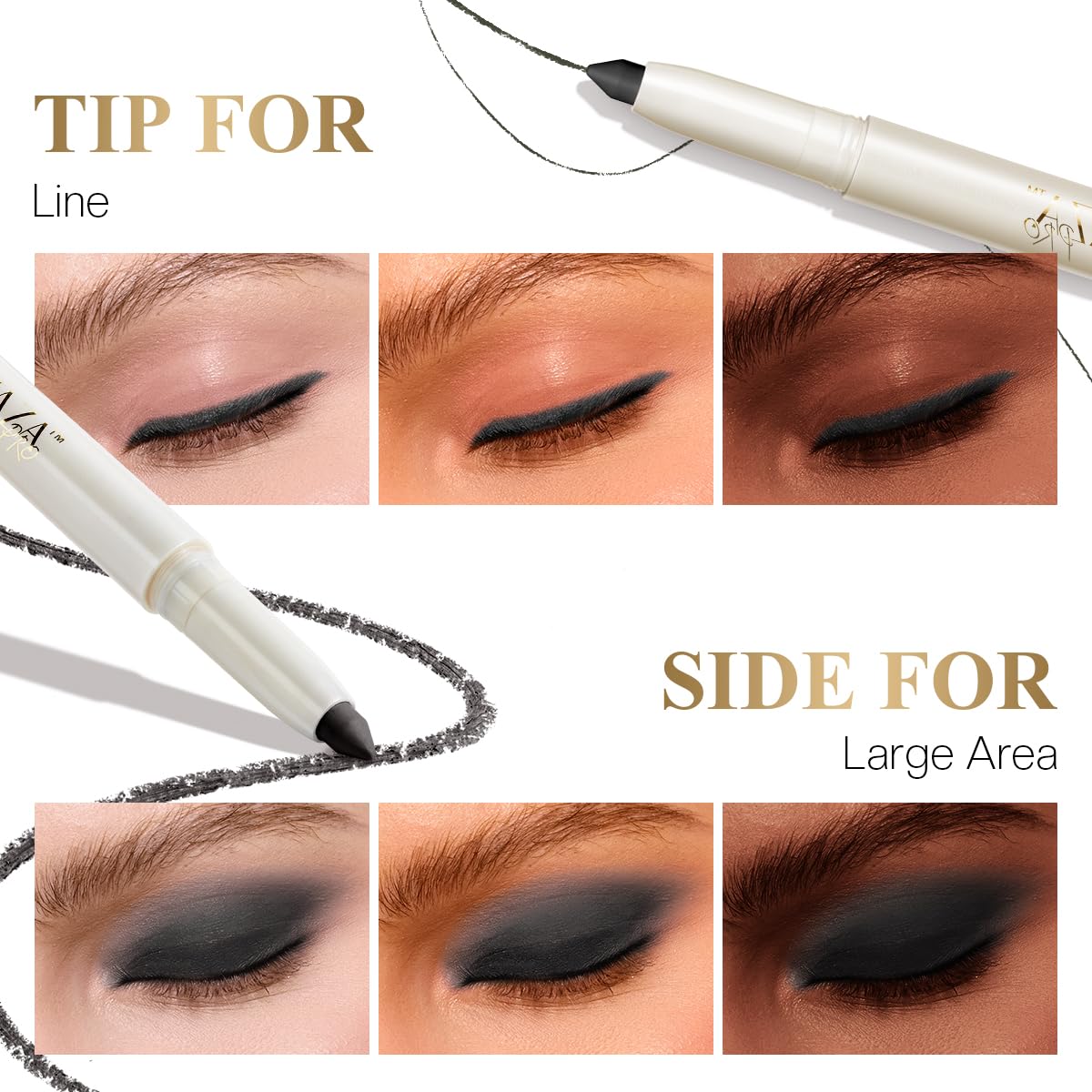 Eyeshadow Makeup Stick, Cream Shimmer, Eyeshadow Highlighter Makeup Eye Brightener Pencil Sticks Cosmetics, with Built-in Brush and Sharpener