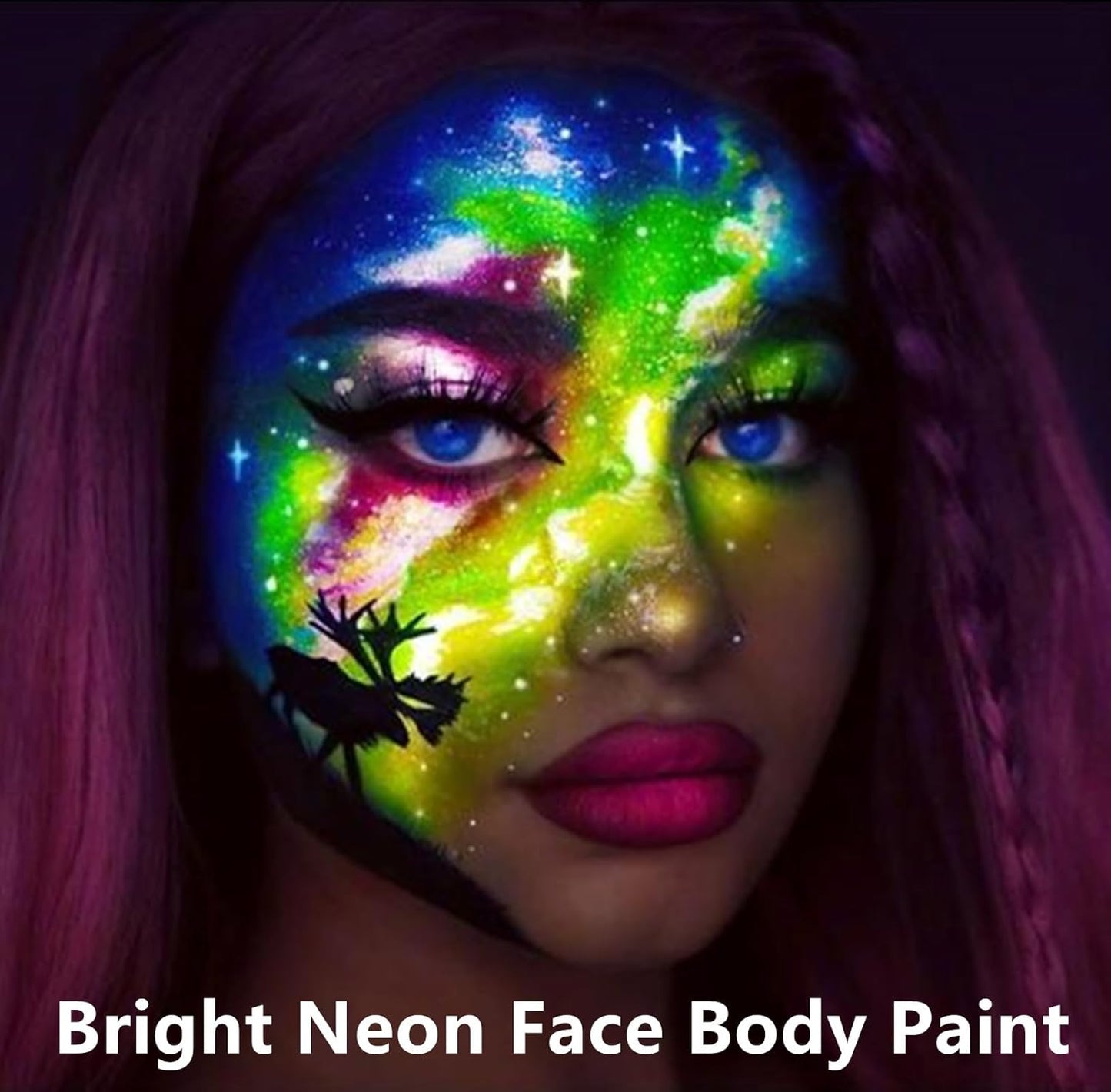 Go Ho Neon Yellow Body Paint Washable(2.37oz,70ml),under UV Blacklight Neon Face Paint,Water Based Neon Fluorescent Yellow Face Paint for Adults Children SFX Cosplay Costumes Halloween Makeup
