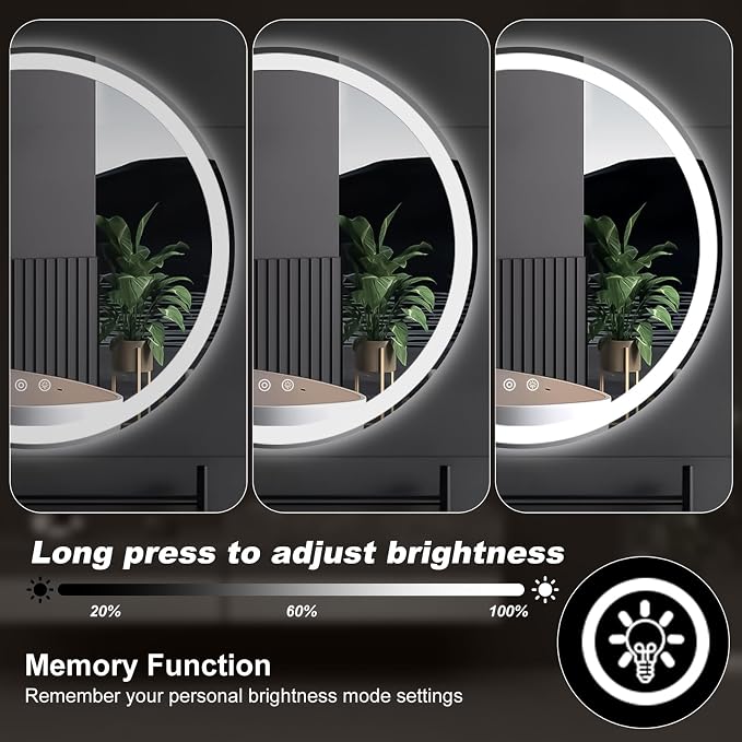 NEWBULIG 28 Inch Round LED Bathroom Wall Mirror - Image 7