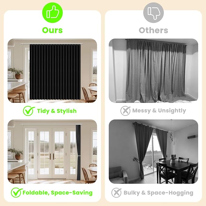 AJAZZ Blackout Accordion Door Curtain 98"x78" Black - Image 2