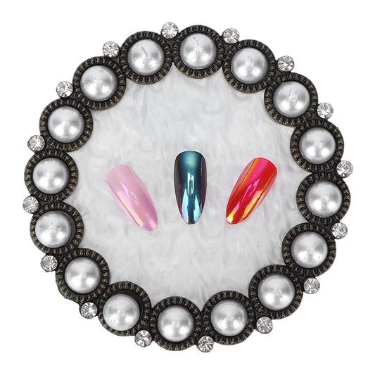 Polish Mix Palette, Resin Nail Art Display Board Cosmetic Nail Mixing Palette Color Mixing Nail Art Tips Display Plate(Copper)