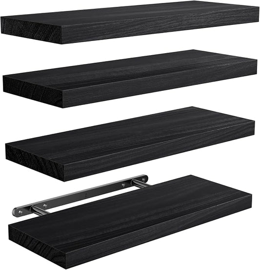 AMADA HOMEFURNISHING Floating Shelves, Paulownia Wood Wall Shelves by AMADAHOMEFURNISHING