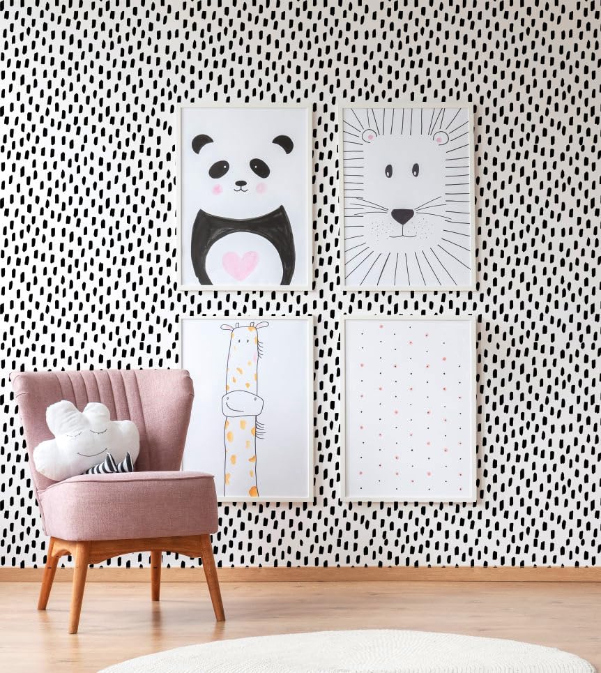 HAOKHOME Black White Peel and Stick Wallpaper Modern Geometric Polka Dot - Image 5