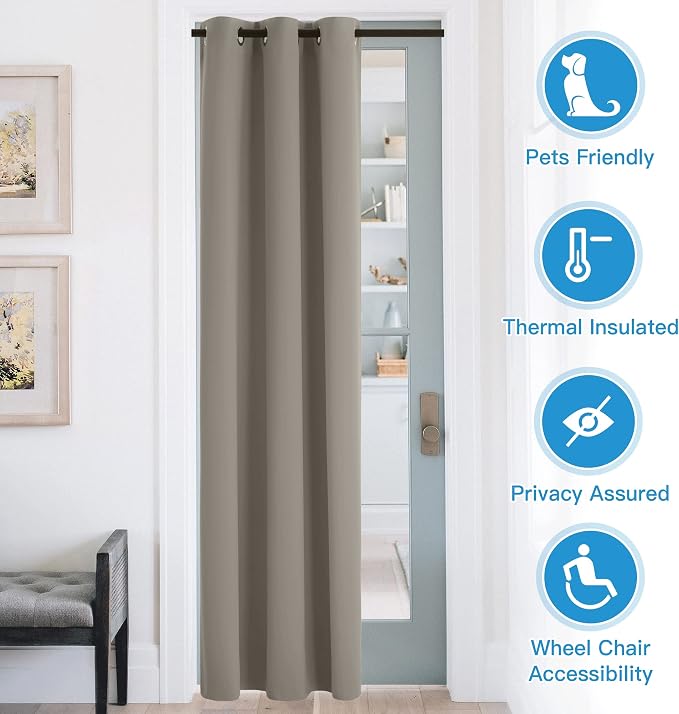 RYB HOME Temporary Doorway Curtains Blackout Privacy Room Divider Curtains - Image 3