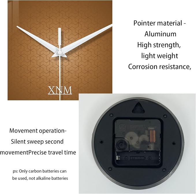 XNM Kitchen Wall Clocks Battery Operated 14 Inch Round Brown Simple Wall Clock - Image 7