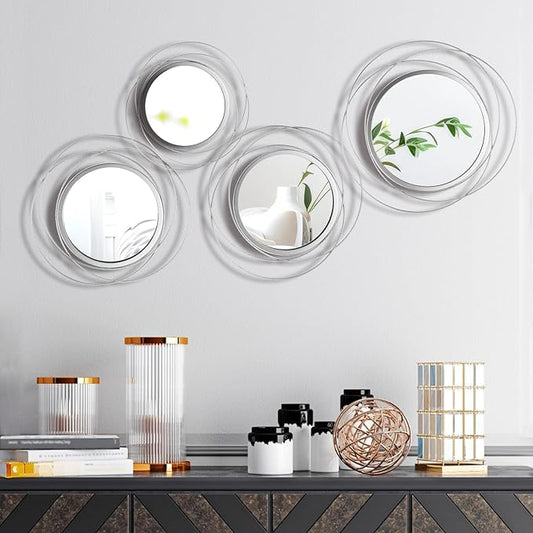 Hicarer 4 Pcs Decorative Wall Mirror Round Modern Mirror Circle Mirror Wall Art by Hicarer
