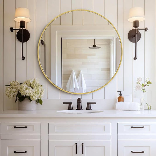 DUMOS Gold Circle Mirror for Wall 30.02 inch, Bathroom Round Mirror for Over by DumosLifestyle