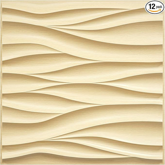 STICKGOO Wave Wall Panels for Interior Wall Decor, Light Oak 3D Wall Panels by STICKGOO