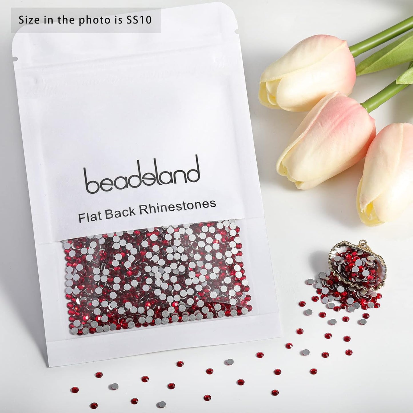 Beadsland 1440 Pieces Flat Back Crystal Rhinestones Round Gems,Siam,SS10,2.7-2.9mm
