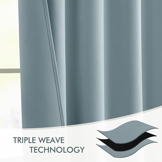 MIULEE Slate Blue Back Tab Blackout Curtains 120 Inch Long 2 Panels Set - Image 7