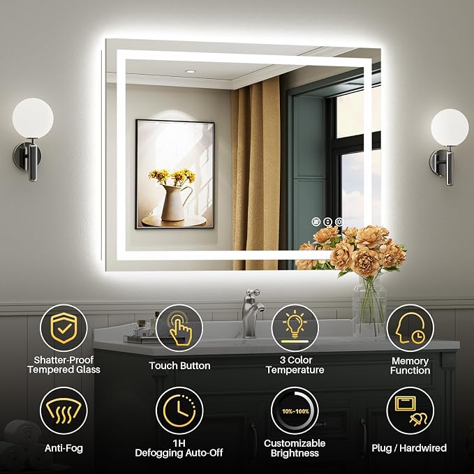 Briivue 40x24 Inch LED Bathroom Mirror - Image 2